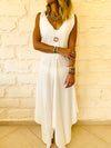 White Shoulder Tie Dress
