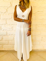 White Shoulder Tie Dress