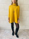 Mustard Cable Knit Poncho