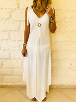 White Shoulder Tie Dress