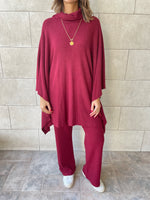 Burgundy Poncho Set