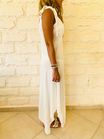 White Shoulder Tie Dress