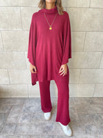 Burgundy Poncho Set