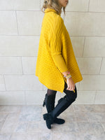 Mustard Cable Knit Poncho