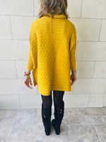 Mustard Cable Knit Poncho