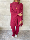 Burgundy Poncho Set