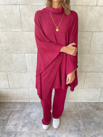 Burgundy Poncho Set