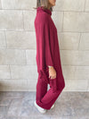 Burgundy Poncho Set