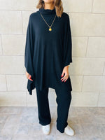 Black Poncho Set