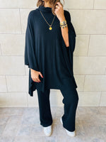 Black Poncho Set