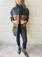 Camel Colour Block Leather Shirt