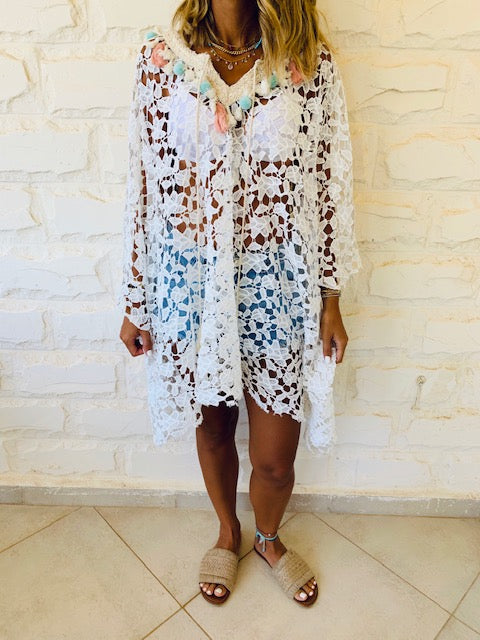White Zakynthos Embellished Coverup