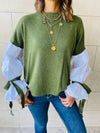 Olive Combined Shirt Sleeve Sweater