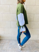 Olive Combined Shirt Sleeve Sweater