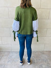Olive Combined Shirt Sleeve Sweater