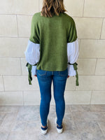 Olive Combined Shirt Sleeve Sweater