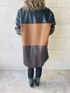 Camel Colour Block Leather Shirt