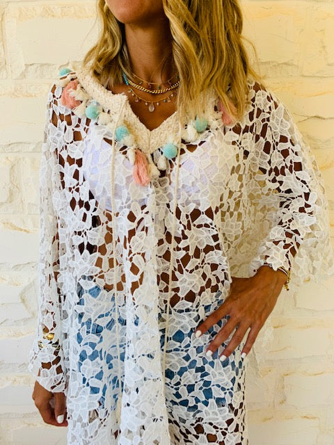 White Zakynthos Embellished Coverup
