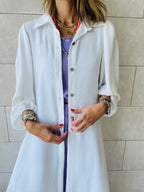White Asymmetric Throw On Shirt