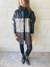 Bronze Colour Block Leather Shirt