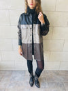 Bronze Colour Block Leather Shirt