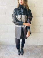 Bronze Colour Block Leather Shirt