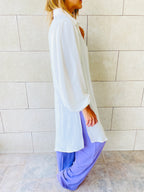 White Asymmetric Throw On Shirt