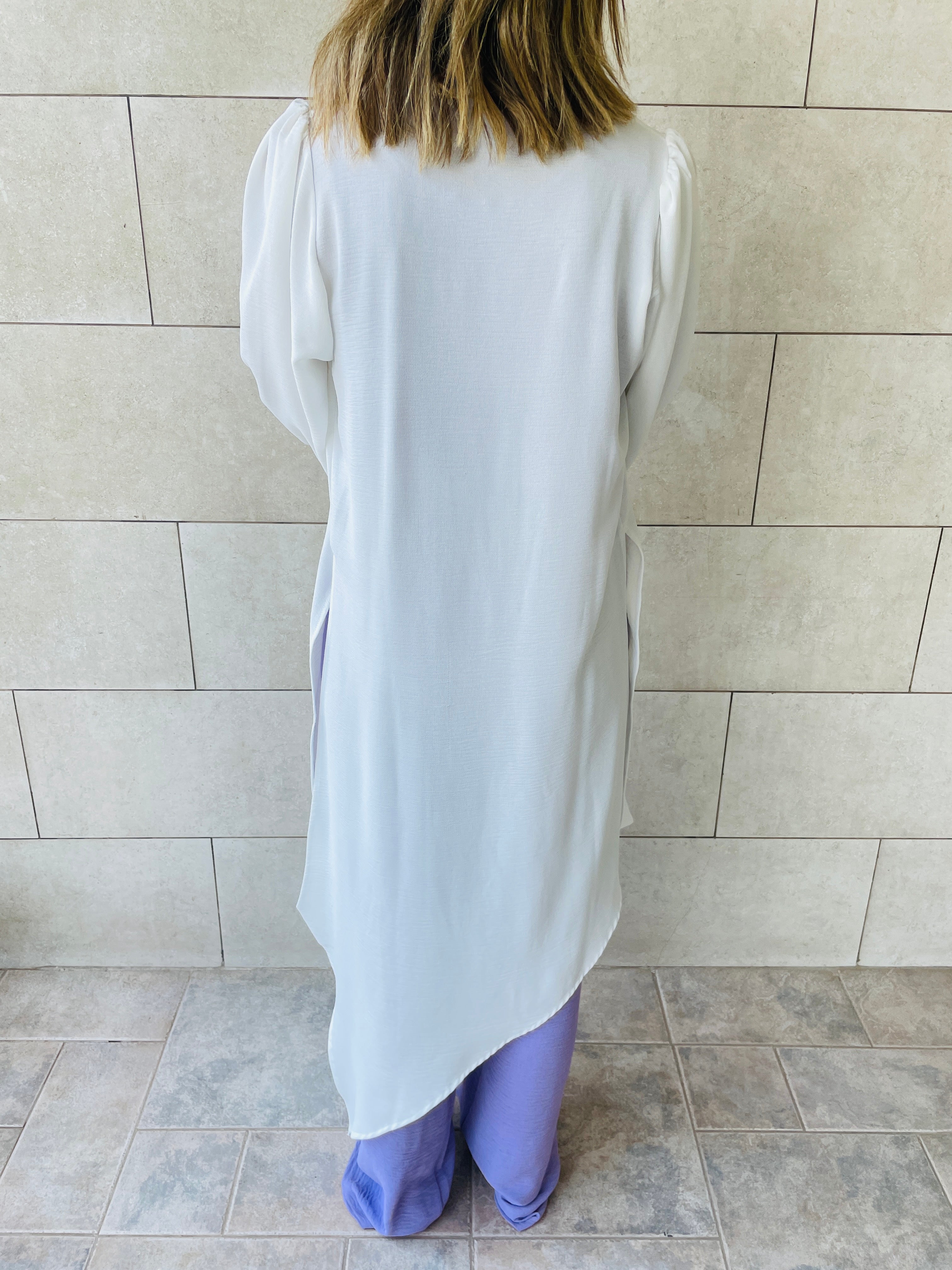 White Asymmetric Throw On Shirt