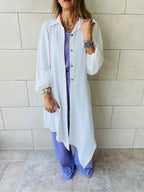 White Asymmetric Throw On Shirt