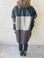 Bronze Colour Block Leather Shirt