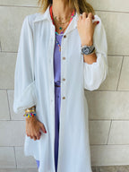 White Asymmetric Throw On Shirt