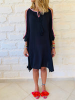 Black Lacey Shoulder Trim Kaftan
