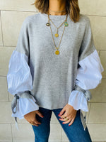 Grey Combined Shirt Sleeve Sweater