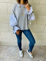 Grey Combined Shirt Sleeve Sweater