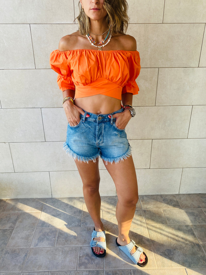 Orange Back Ribbon Top