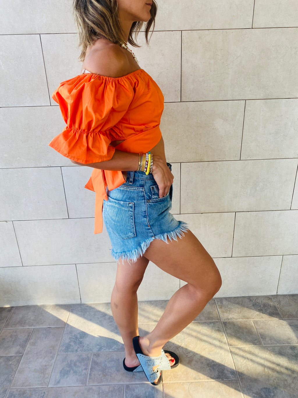 Orange Back Ribbon Top