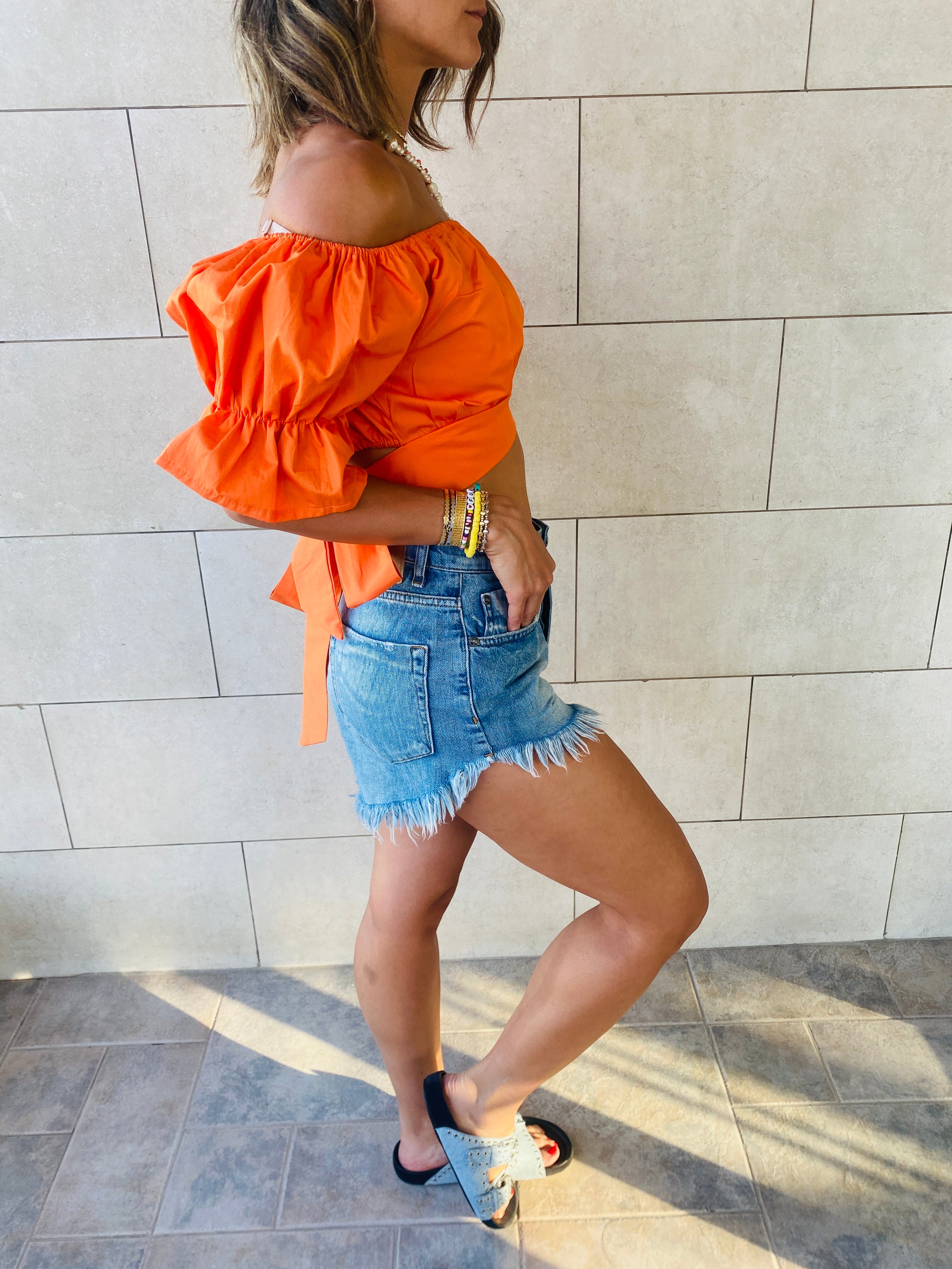 Orange Back Ribbon Top