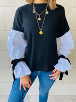 Black Combined Shirt Sleeve Sweater