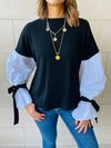 Black Combined Shirt Sleeve Sweater