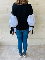 Black Combined Shirt Sleeve Sweater