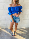 Blue Back Ribbon Top
