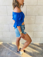 Blue Back Ribbon Top