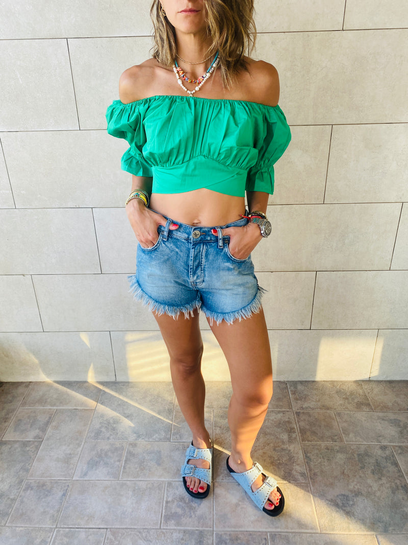 Green Back Ribbon Top