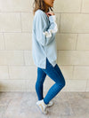 Baby Blue Shoulder Stripe Sweatshirt