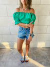 Green Back Ribbon Top
