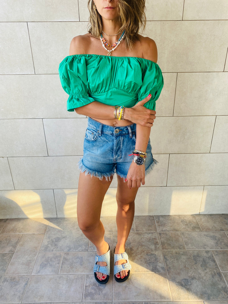 Green Back Ribbon Top