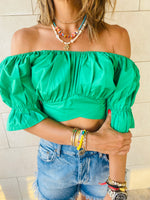 Green Back Ribbon Top