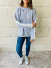 Grey Shoulder Stripe Sweatshirt