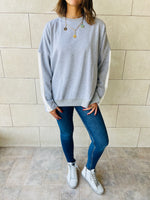 Grey Shoulder Stripe Sweatshirt