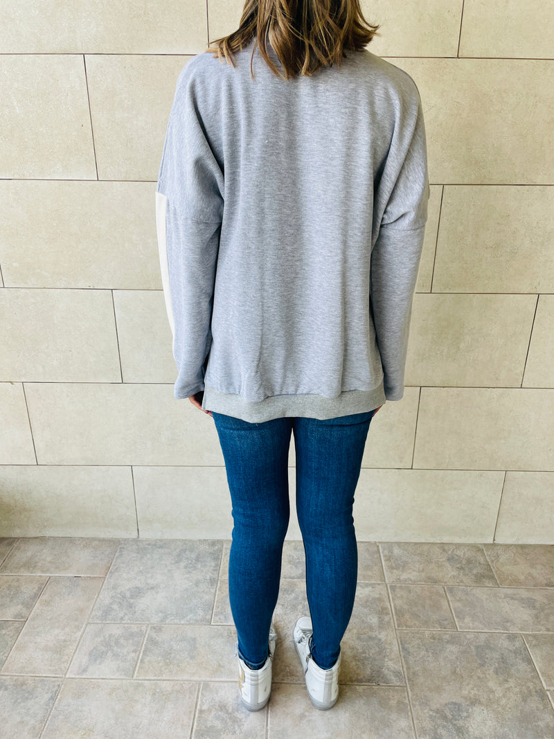 Grey Shoulder Stripe Sweatshirt